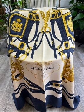 Hermes Brides de Gala Silk Scarf in Navy, Gold, Cream